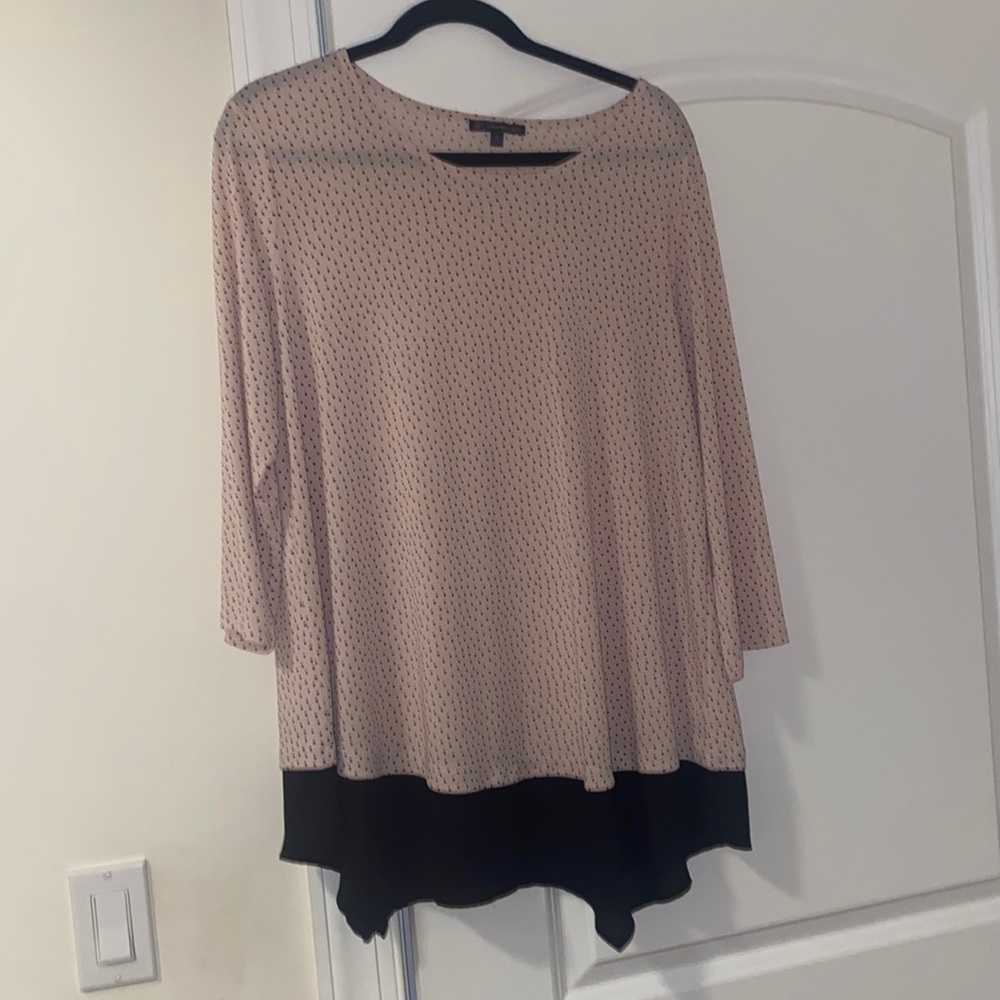Adrienne Papell Blouse Pink Polka Dot